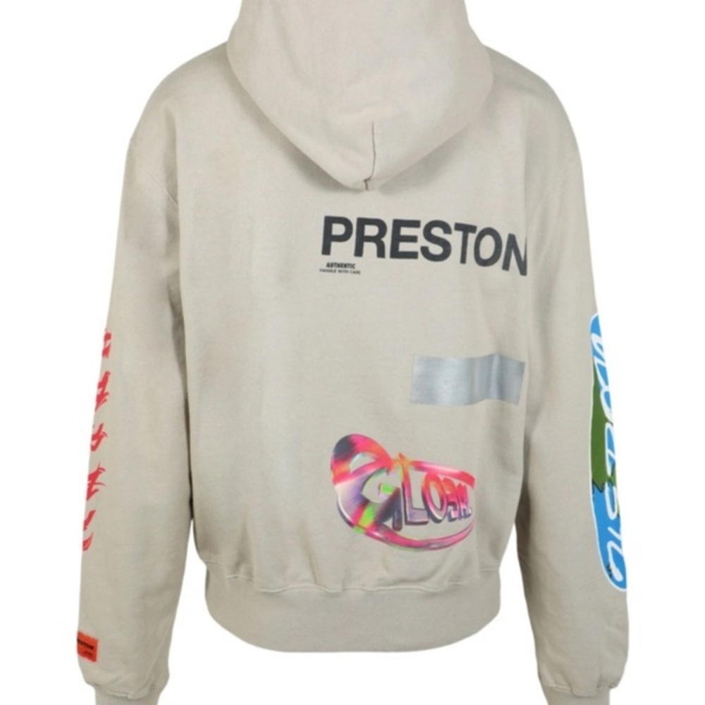 Heron Preston Hoodie Global Collage Grey Blue Graphic Hoodie XL